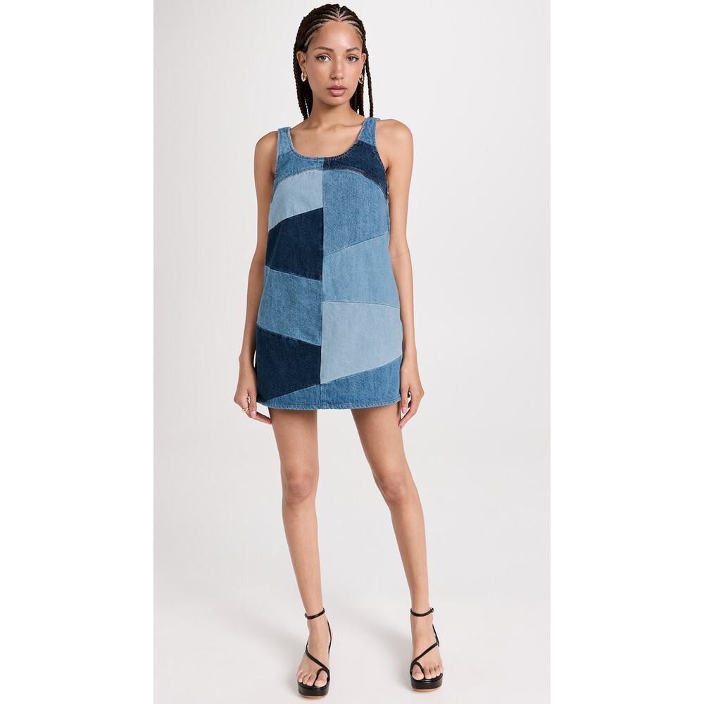 Frame Atelier Micro Flare Patchwork Denim Mini Dr… - image 3